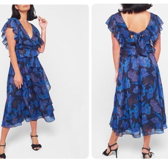 TED BAKER Vertey Pinafore Ruffle Dress Size 5/US 12 - Picture 1 of 11